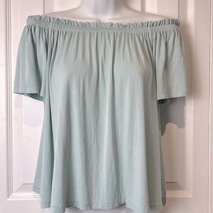 Wilfred Sartre Off‎ Shoulder Green Short Sleeve Top Size S